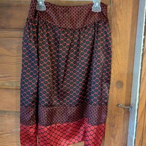 Apostrophe Red and‎ Black Asymmetrical Pencil Midi Skirt